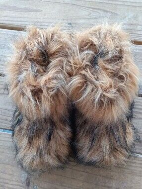 Faux Fur Cozy Slipper Mules - Honey Brown